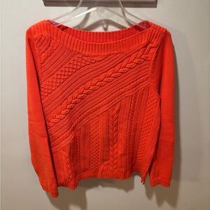 PRICE CUT Talbots Vibrant Orange Cable Knit Sweater